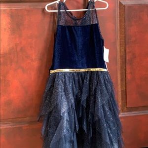 Navy blue and gold little girls dress size 8